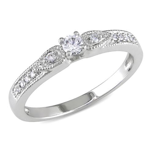 Bague de fiançailles Miadora avec 0.17 carat de diamants en or blanc 10k