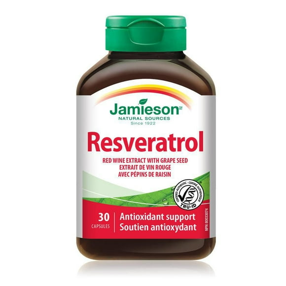 Jamieson Resveratrol Red Wine Extract with Grape Seed Capsules, 30 Capsules