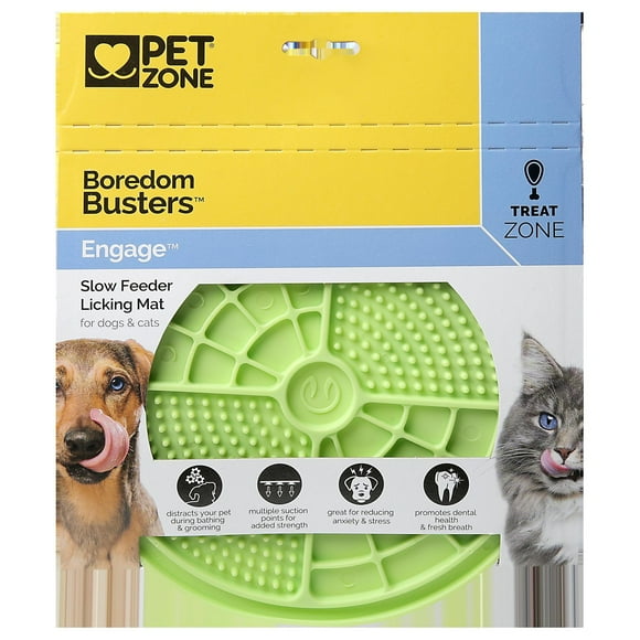 Pet Zone Boredom Busters Engage Slow Feeder Suction Cat and Dog Food Mat and Feeding Mat