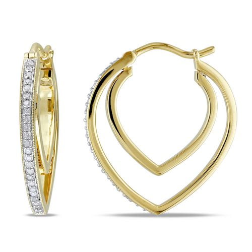 Boucles d'oreilles anneau tombante Miadora en diamants 0.20 carat et argent sterling plaqué jaune