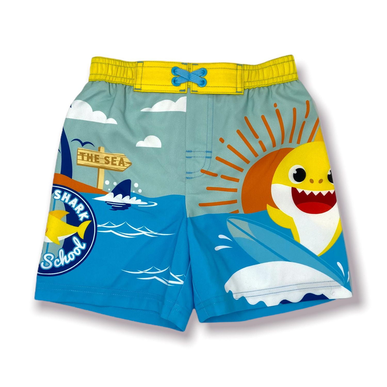 Baby Shark Toddler boy`s printed swim short with elastic waist band