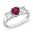 thumbnail image 1 of Miadora 2.33 Carat T.G.W. Created Ruby and Created White Sapphire 10kt White Gold Three-Stone Ring, 1 of 1