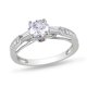 Bague de fiançailles Miadora en diamants 1 carat de coupe diverse avec accent de saphir rose en or blanc 14k – image 1 sur 1