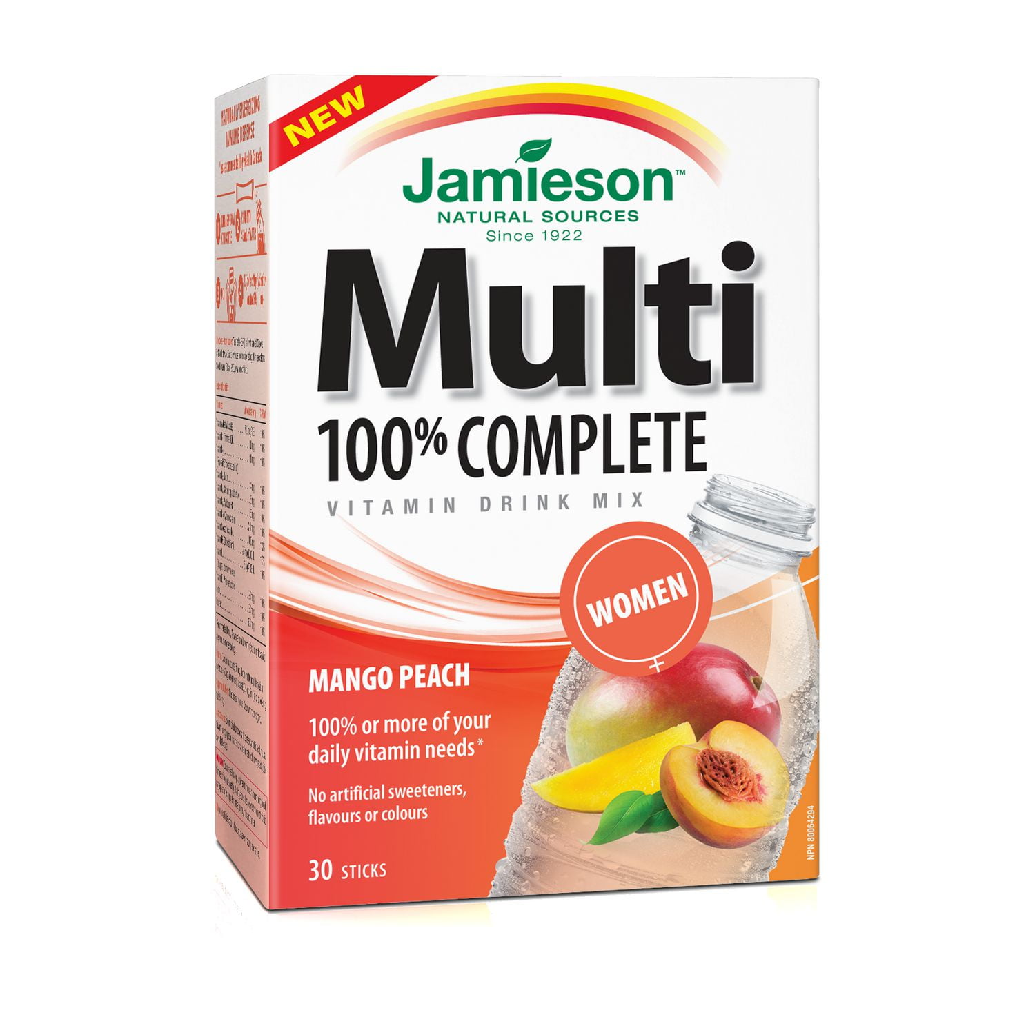 Jamieson Womens' 100 Complete Multivitamin Mango Peach Drink Mix
