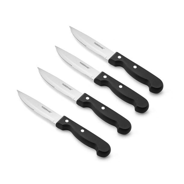 Ensemble de 4 couteaux avec affûteurs à lame et manche riveté