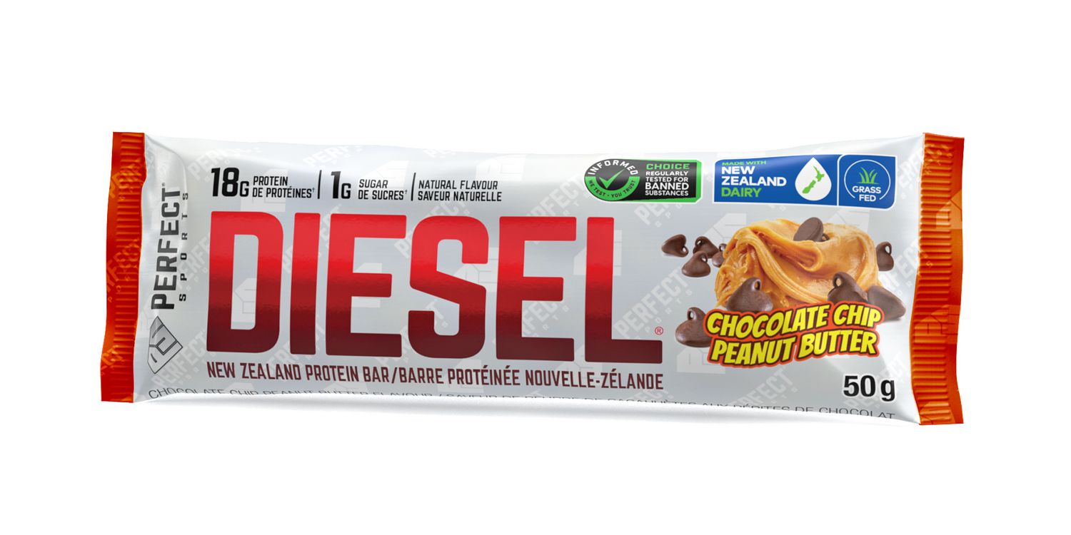 DIESEL New Zealand Protein Bar, Chocolate Chip Peanut Butter 50g/bar