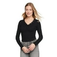 thumbnail image 1 of No Boundaries Women's Long-Sleeve Henley T-Shirt, 1 of 6