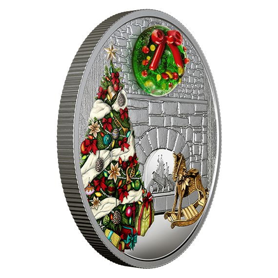 1 oz. Fine Silver Coloured Coin - Murano Holiday Wreath