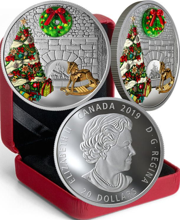 1 oz. Fine Silver Coloured Coin - Murano Holiday Wreath
