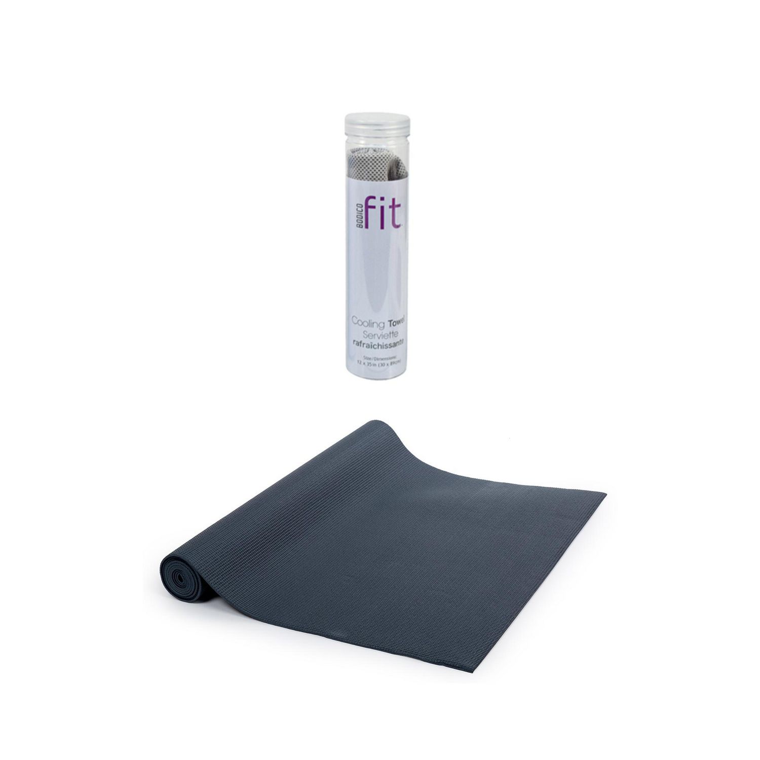 Black Bodico Non-Slip Yoga Mat Towel Set for Fitness