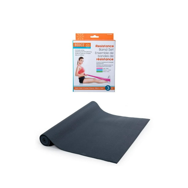 Bodico Non-Slip Yoga Mat and Exercise Resistance Bands Set for