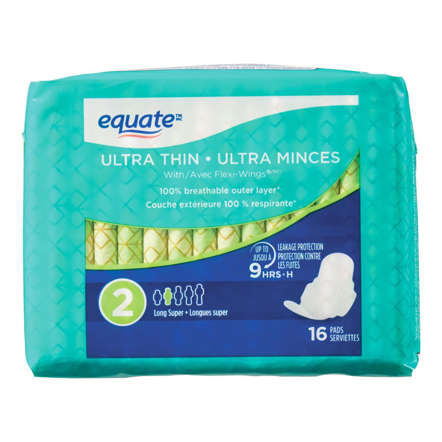 Equate Heavy Absorbency Long Ultra Thin Pads, 16 count pack