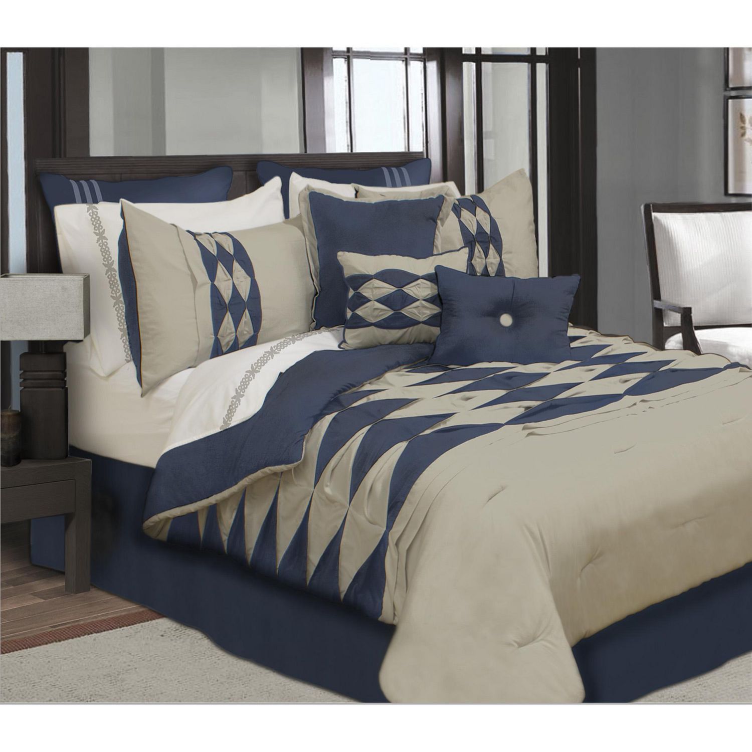Safdie & Co. Home Deluxe Collection Navy 100 Polyester Comforter Set