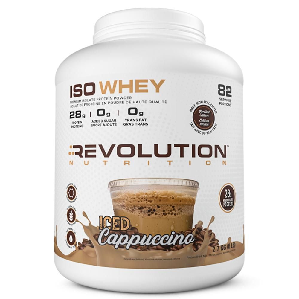 Revolution Nutrition, Iso Whey, Protein Powder 6LB, 100% Isolate, 28g Protein per Scoop, 82 Servings, Lean Muscle Formula, Low Carb, Gluten Free, 2700g, Iced Cappuccino (6 Pounds)