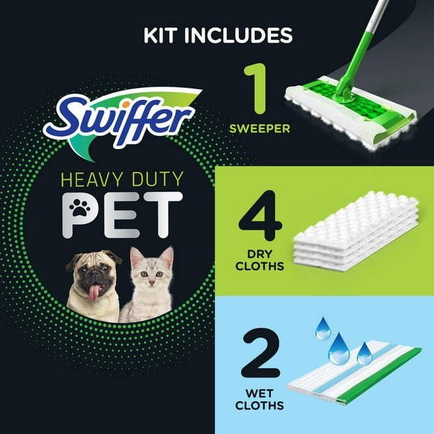 Swiffer - Kit de démarrage Swiffer 3D Clean : 1 Balai, 4 Lingettes Sèches  Et 2 Lingettes Humides