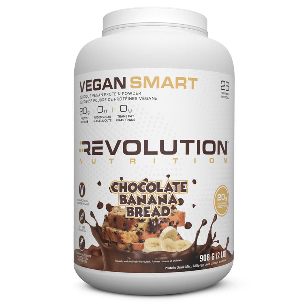 Revolution Nutrition Revolution Nutrition, Vegan Smart, Vegan Protein Powder, 20g Of Protein Per Scoop, 908g, 26 Servings, Dairy Free, Plant Based, Sugar Free, Soy Free, Keto Friendly, For Men & Women, Chocolate Banana Bread (2 Pounds)