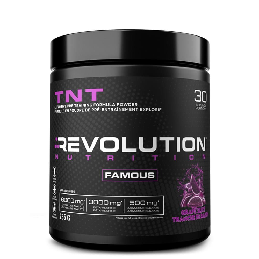 Revolution Nutrition Revolution Nutrition, TNT, Pre Workout Powder, Citrulline Malate 2 to 1, Pumps & Strength, Hyper Concentrate, Extreme Intensity, Beta Alanine, Caffeine, Agmatine Sulfate, For Men & Women, 255g, Grape Slice (30 Servings)