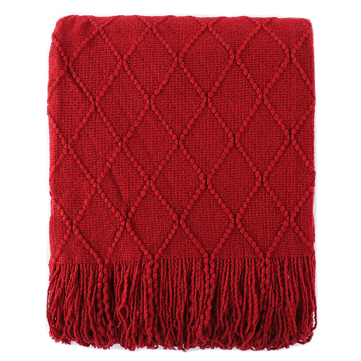 Knit Diamond Patterned Red Throw Blanket | Walmart Canada