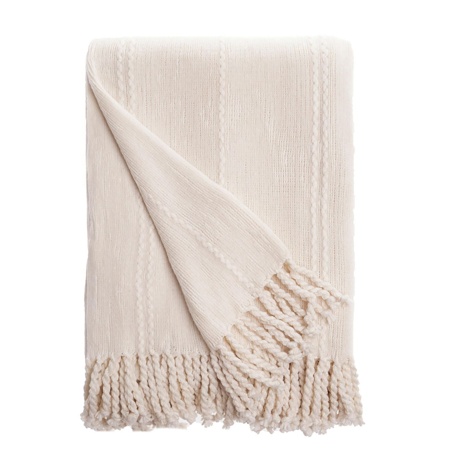 Cable Knit White Woven Throw Blanket Walmart Canada