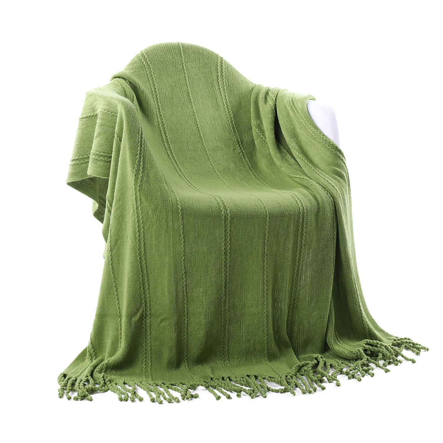 Green woven throw blanket sale