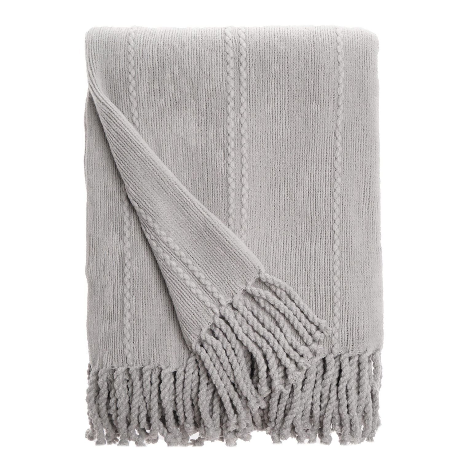 Cable Knit Light Grey Woven Throw Blanket Walmart Canada