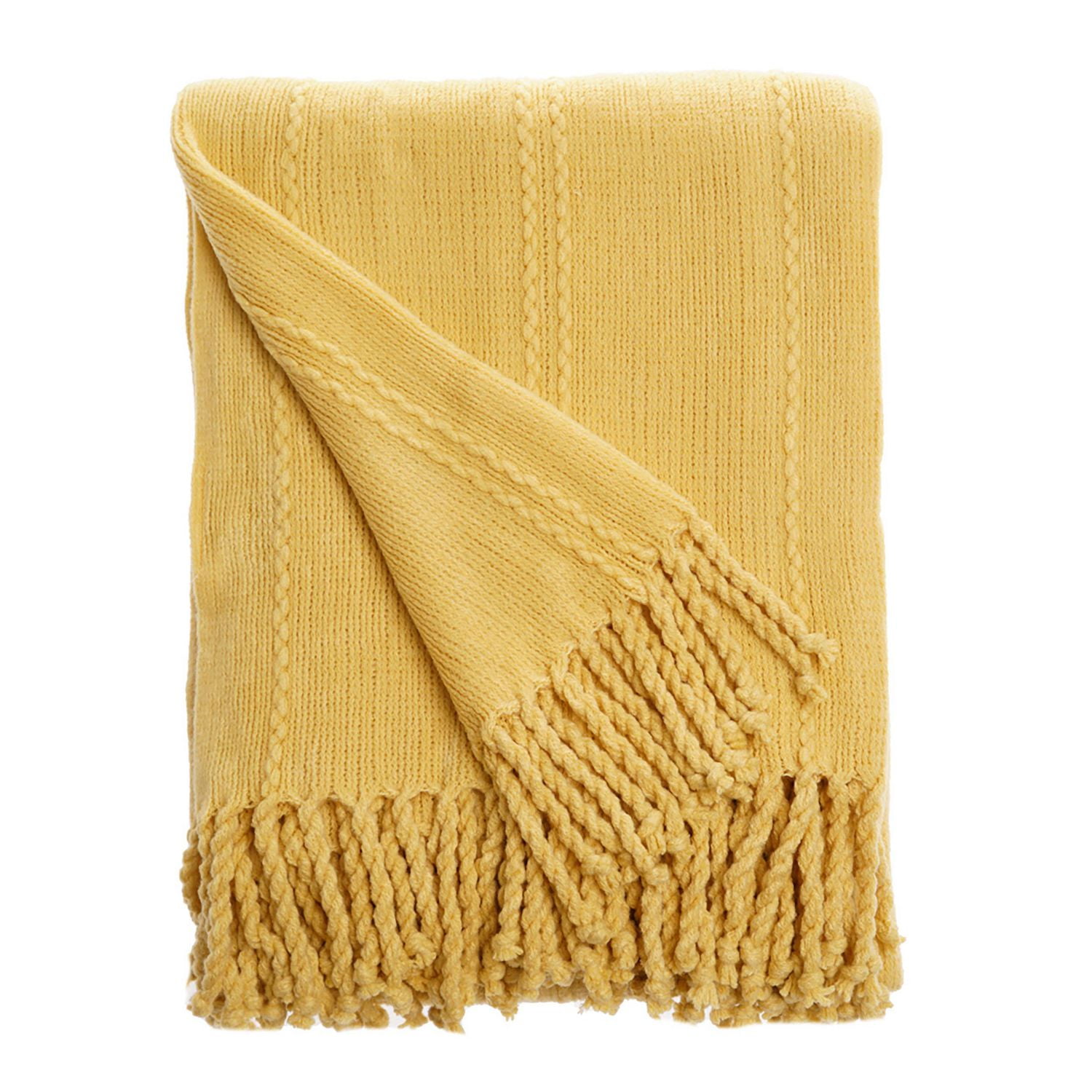 Cable Knit Yellow Woven Throw Blanket Walmart Canada