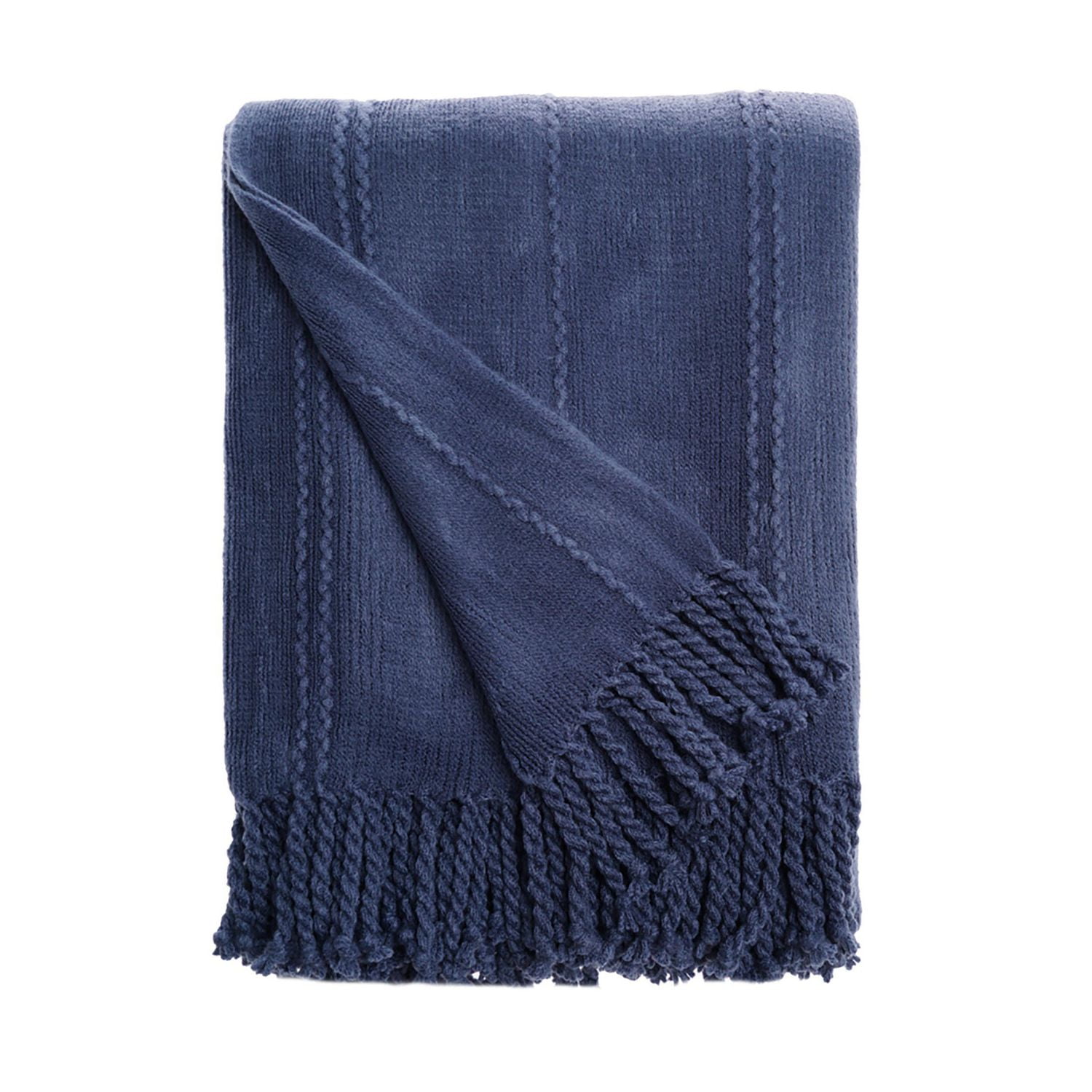 Cable Knit Navy Woven Throw Blanket Walmart Canada