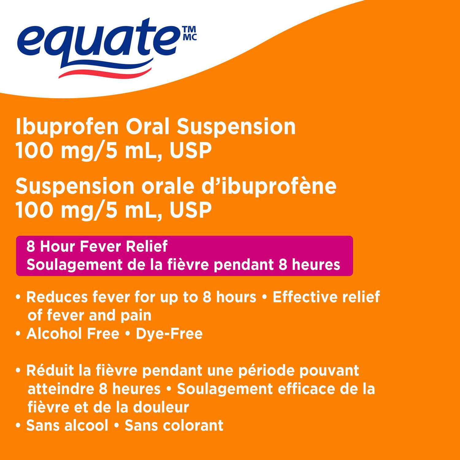 Equate Children's Ibuprofen Suspension, 240 mL, 100 mg/5 mL