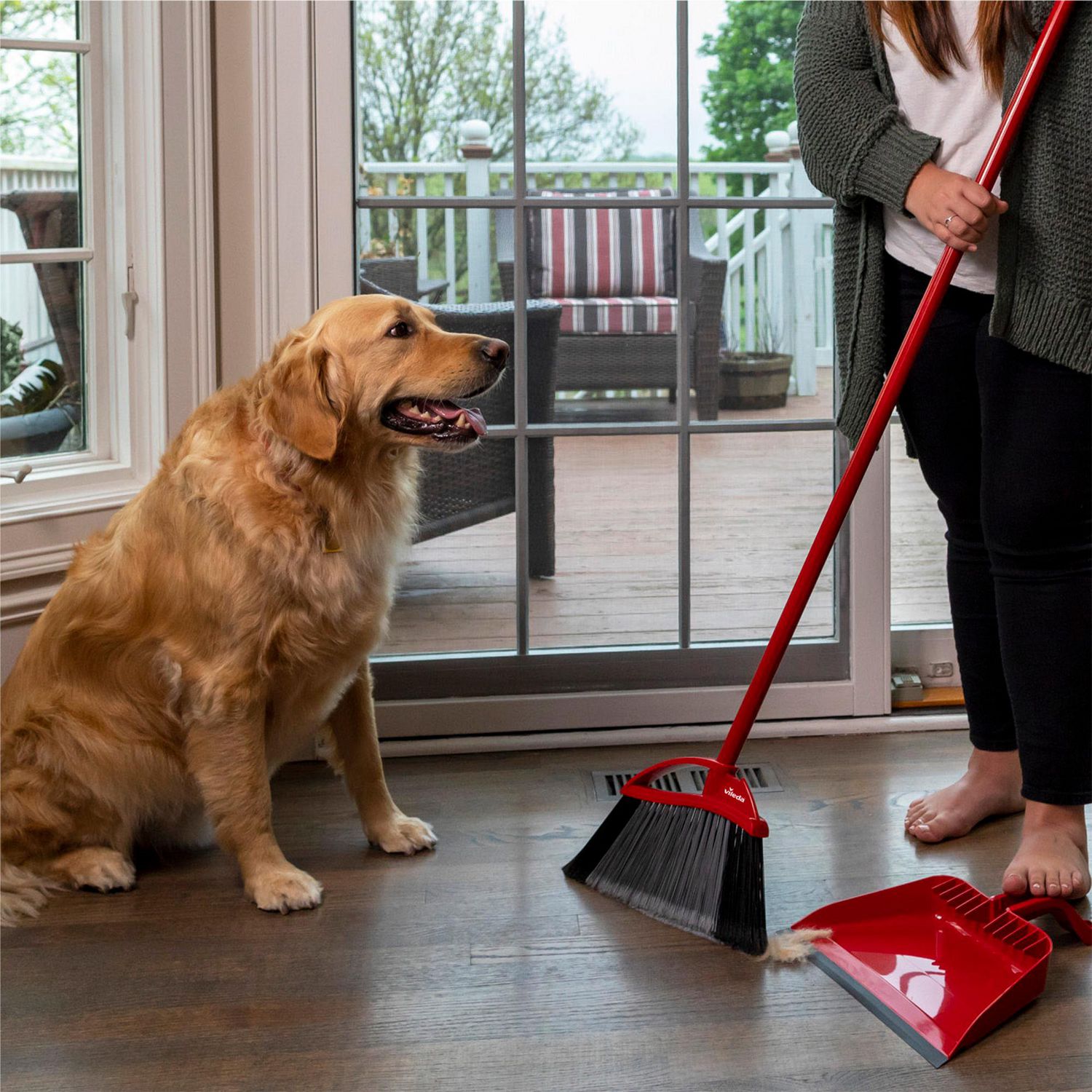 Vileda Super Angle Pet Pro Broom Step On Dustpan Removes 3x