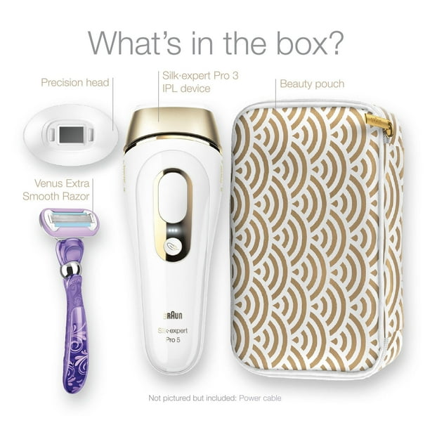 Braun Silk·expert Pro 5 PL5137 IPL, At-Home Hair Removal System, White&Gold  