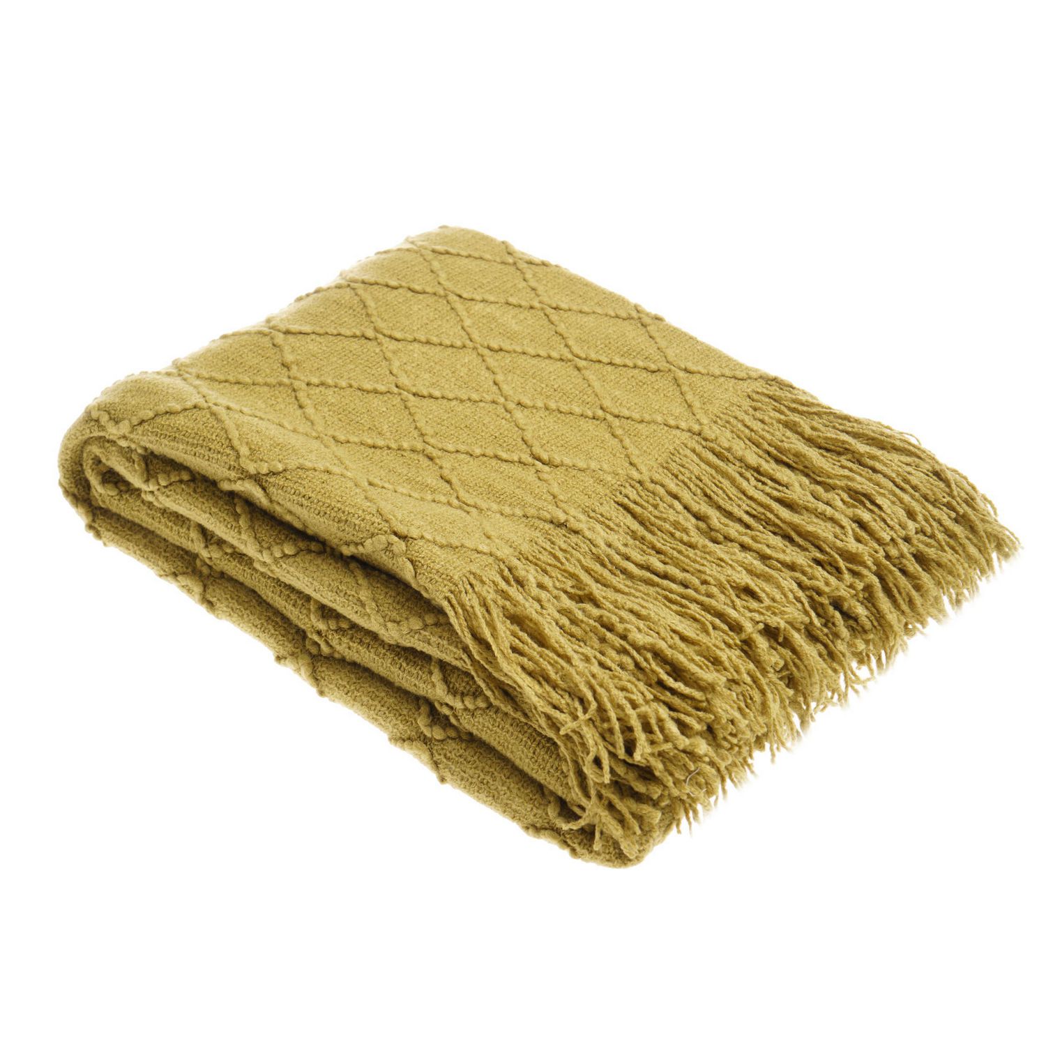 Knit Diamond Patterned Khaki Throw Blanket Walmart Canada
