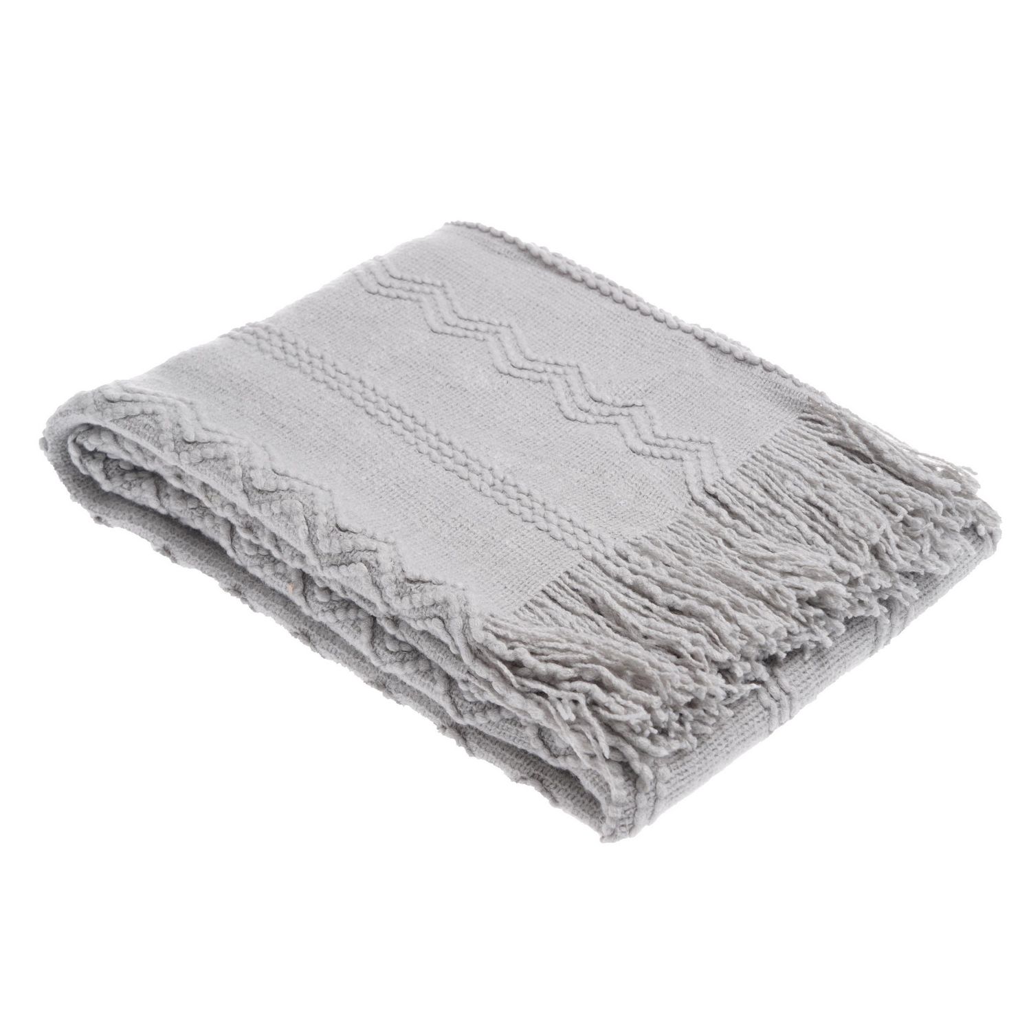 Woven Light Gray Throw Blanket With Tasseled Trim Walmart Canada