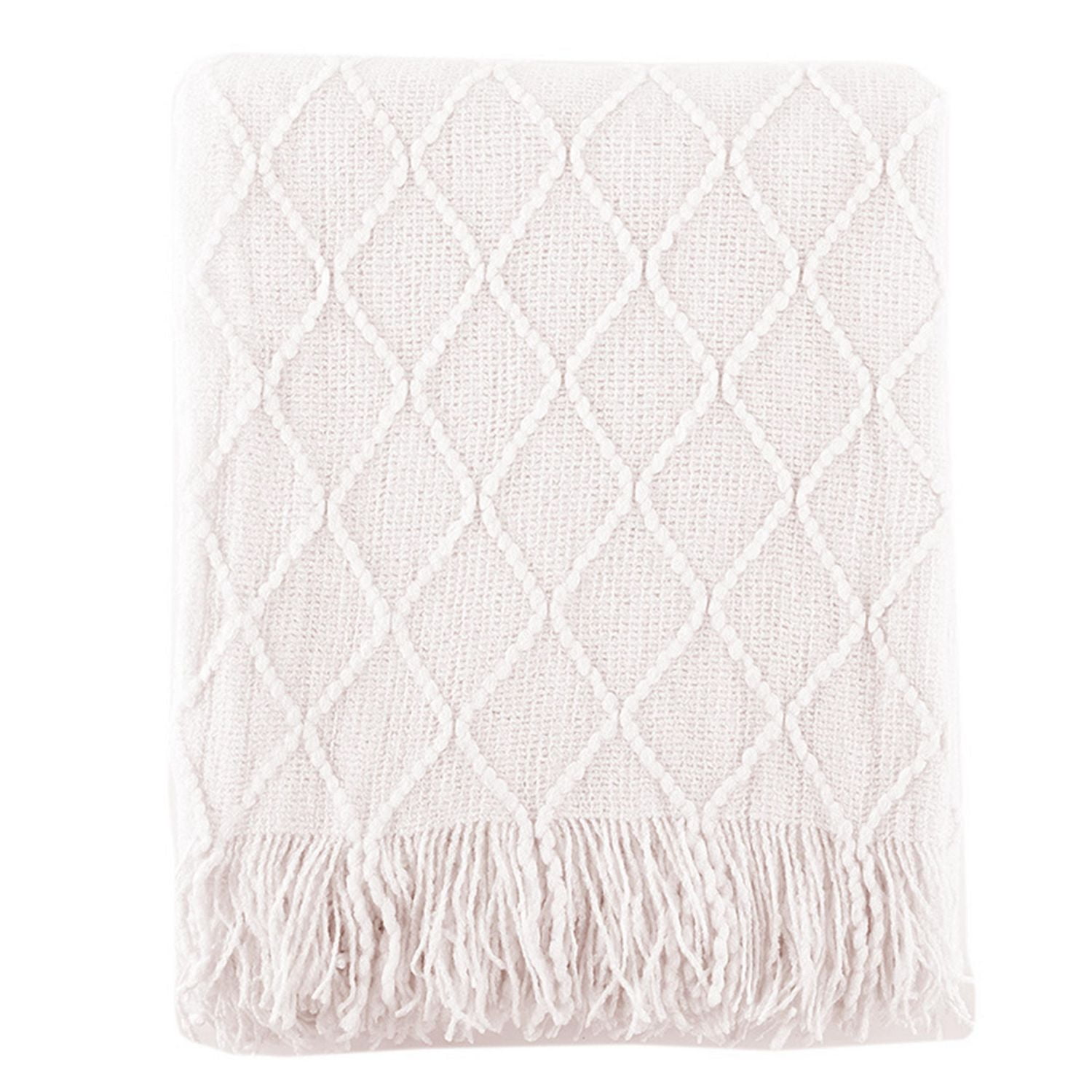 Knit Diamond Patterned White Throw Blanket Walmart Canada