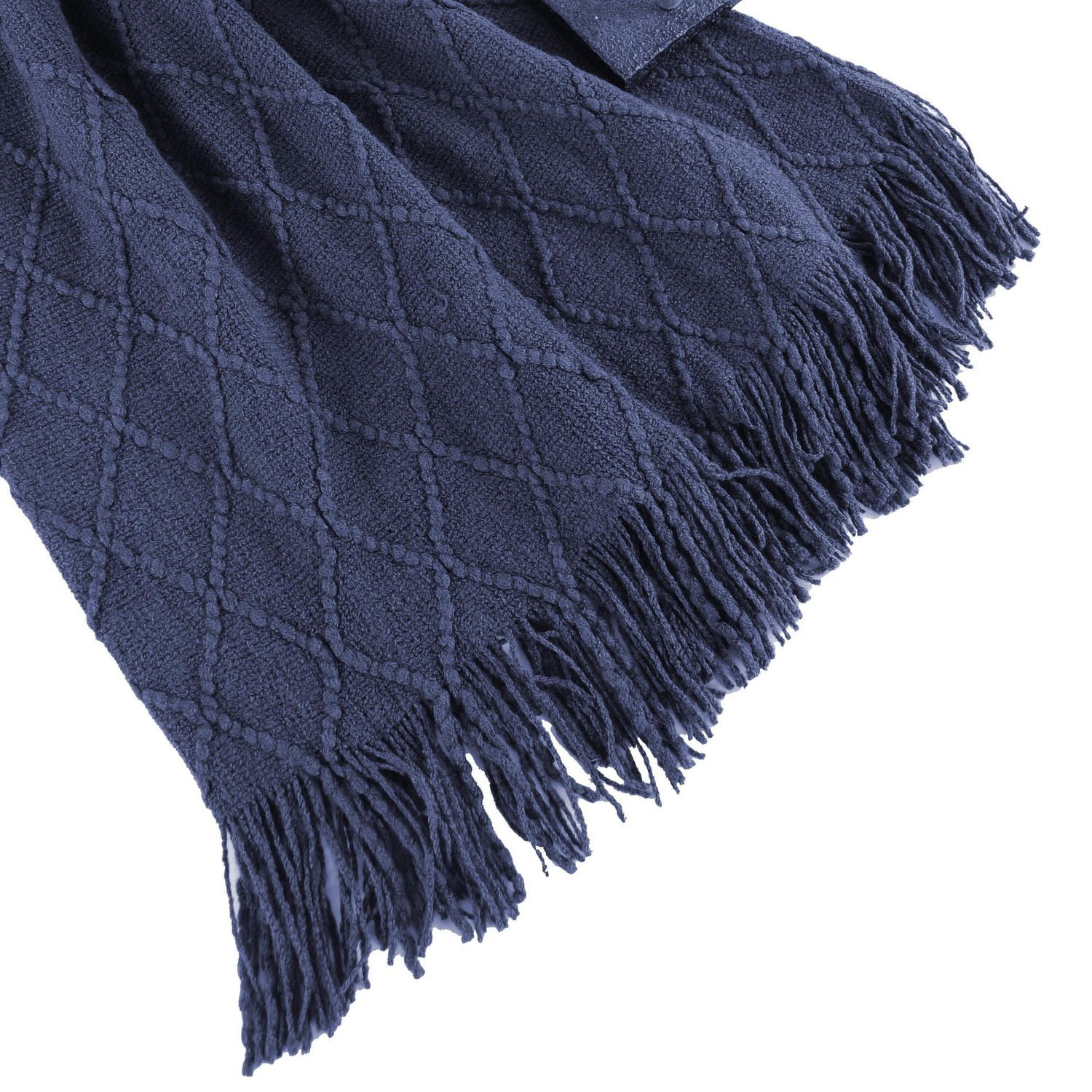 Knit Diamond Patterned Navy Throw Blanket Walmart