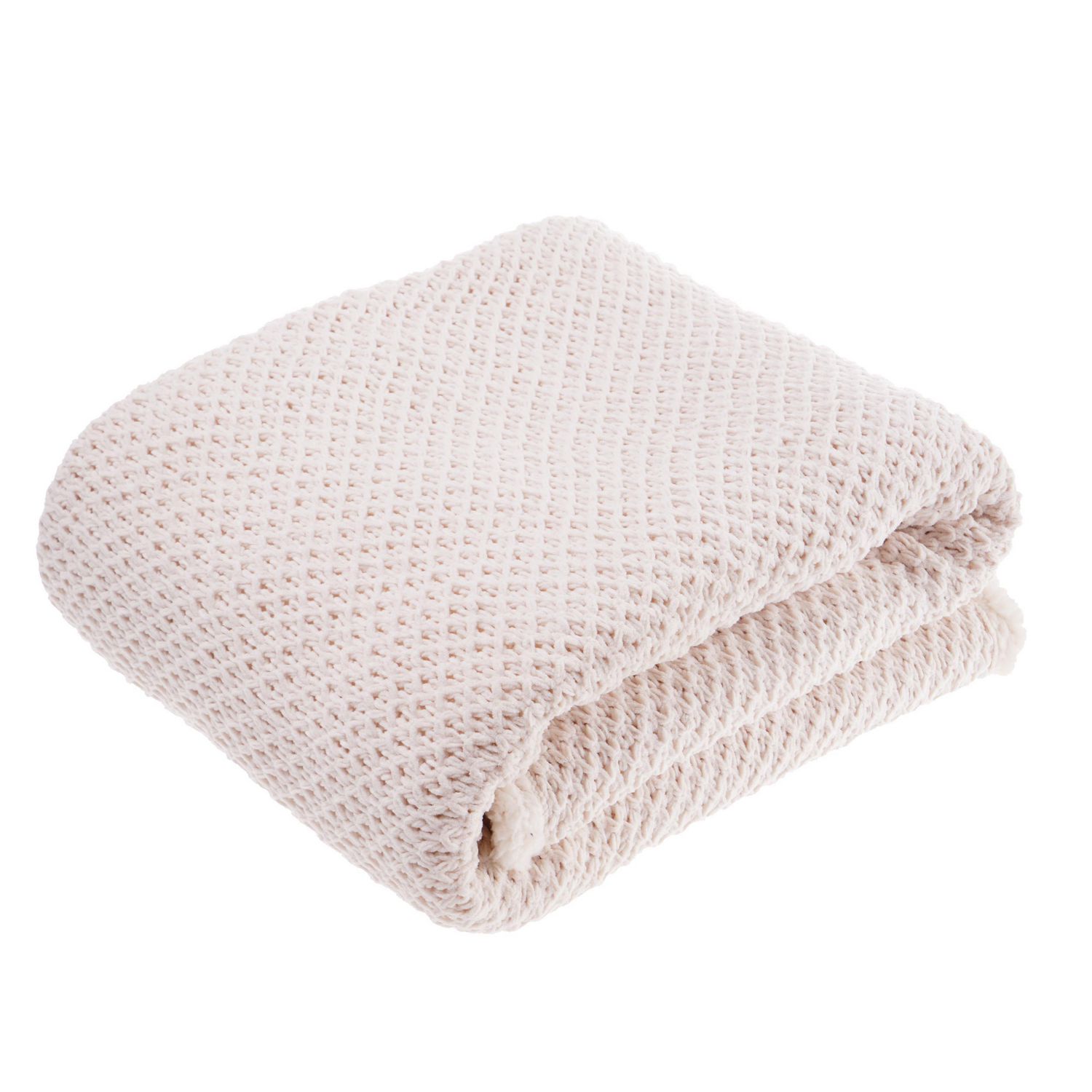 White Sherpa-Lined Knit Throw Blanket | Walmart Canada