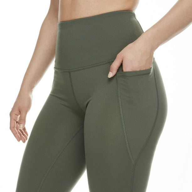 Reebok Womens Capri Seamed Compression Athletic Pants, Green, X