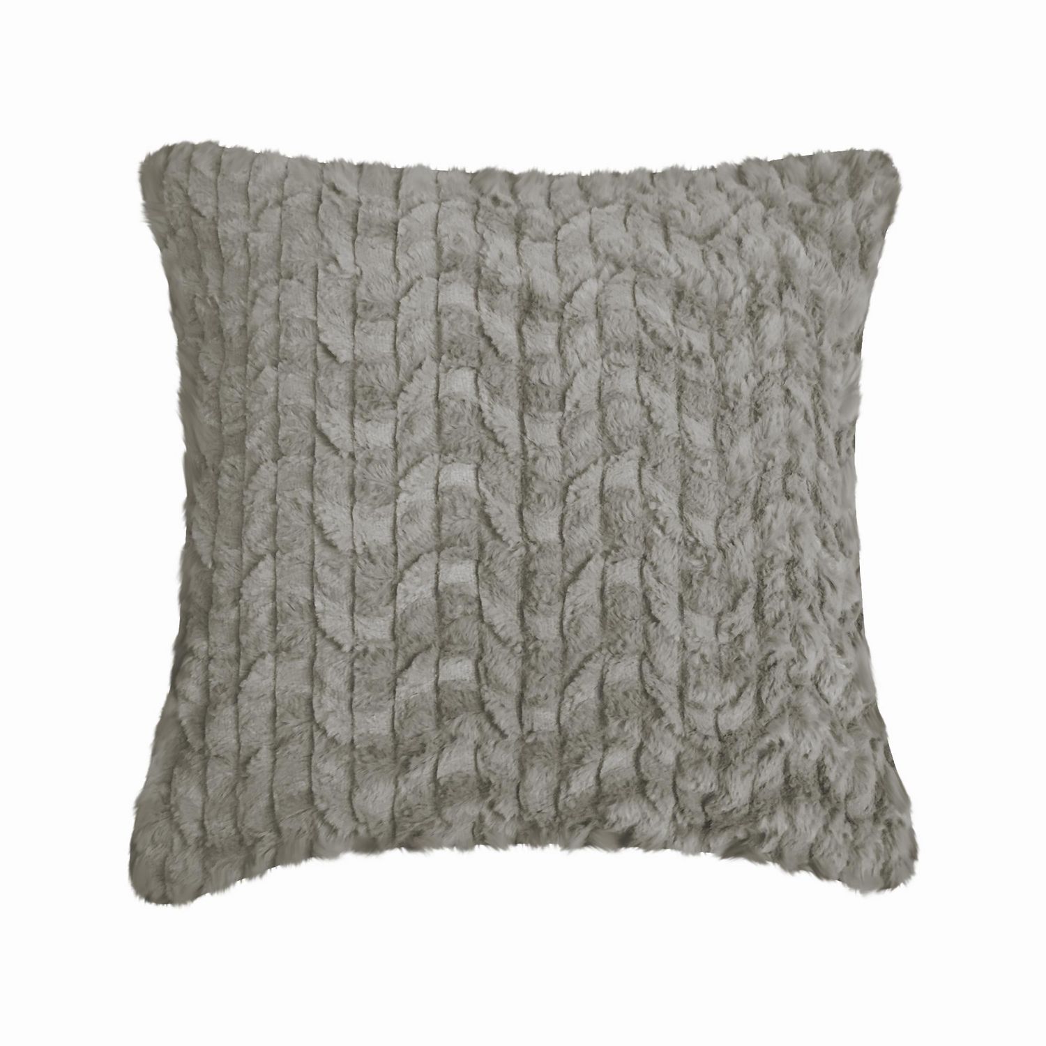 Faux Fur Wave Stripe Grey Cushion | Walmart Canada