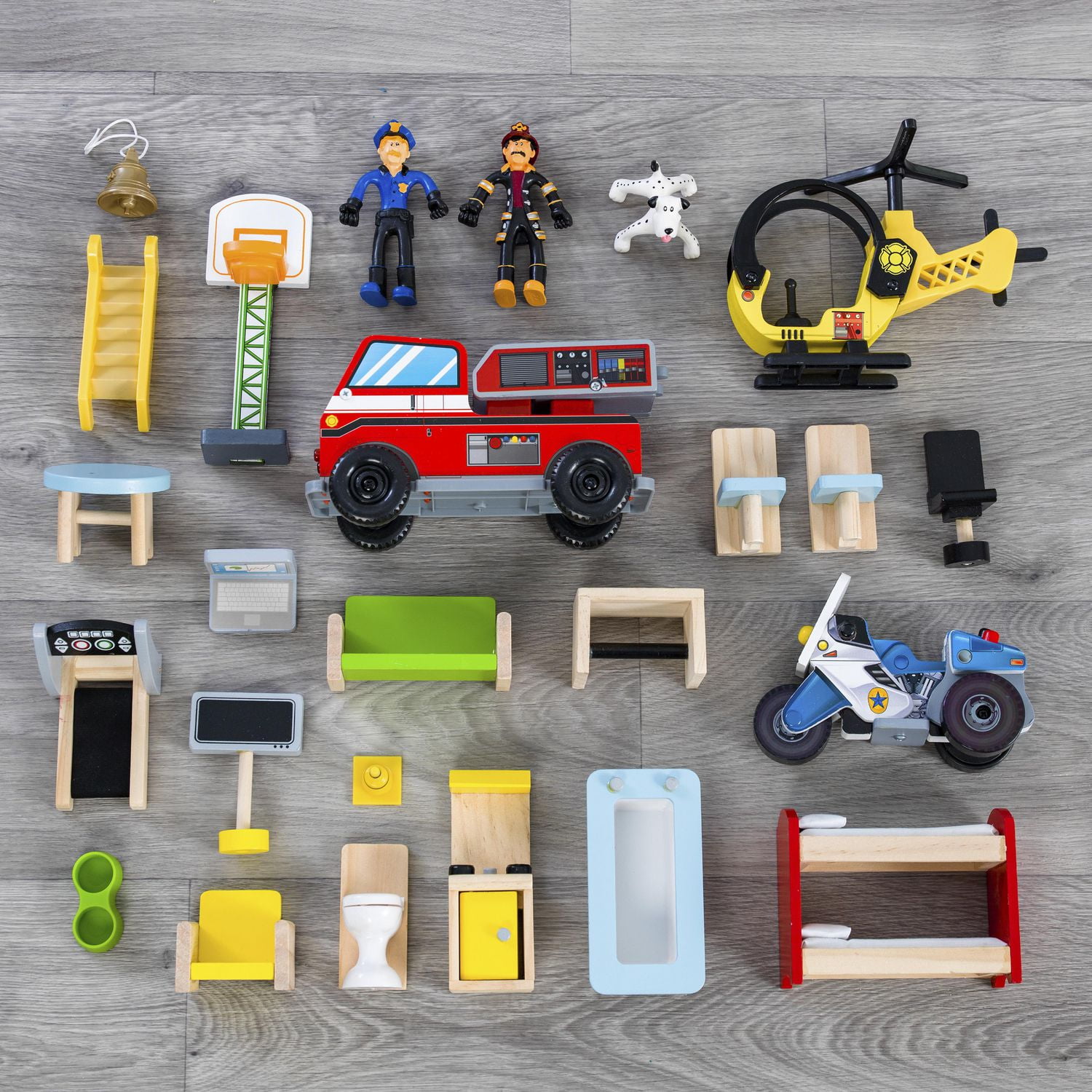 Everyday Heroes Wooden Foldable Playset with 26 Pieces Walmart
