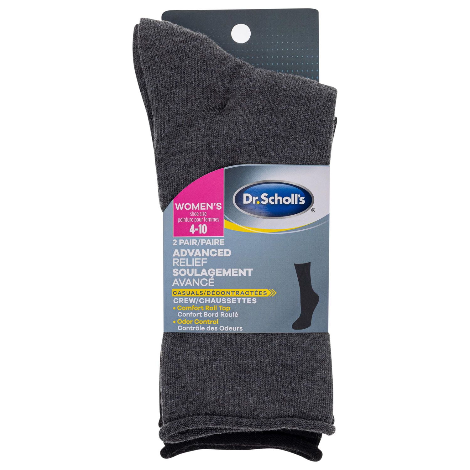 Dr. Scholl's Advanced Relief Casuals - 2 Pack Crew Sock