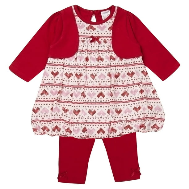 Ens. de robe bouffante à motif jacquard George British Design pour bébés filles