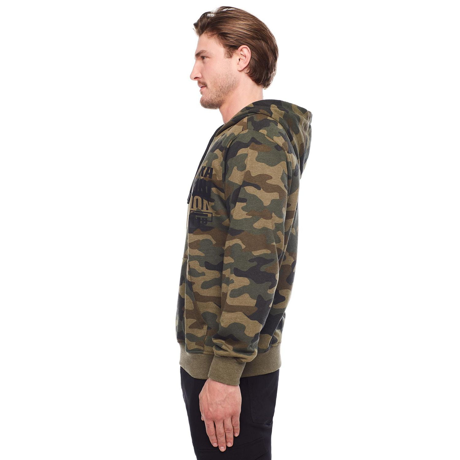 Dark Black Men's Long-Sleeve Hooded Sweatshirt