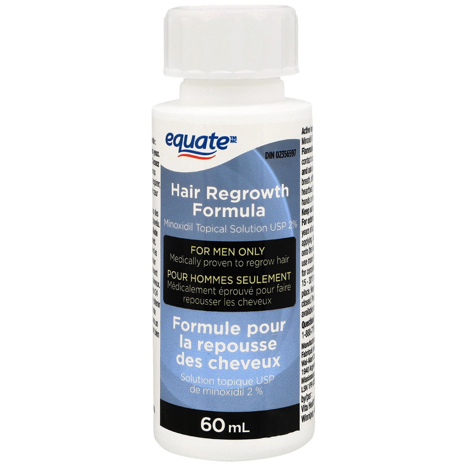Pulvérisations Formule pour la repousse des cheveux, Solution topique de minoxidil 2 % Equate