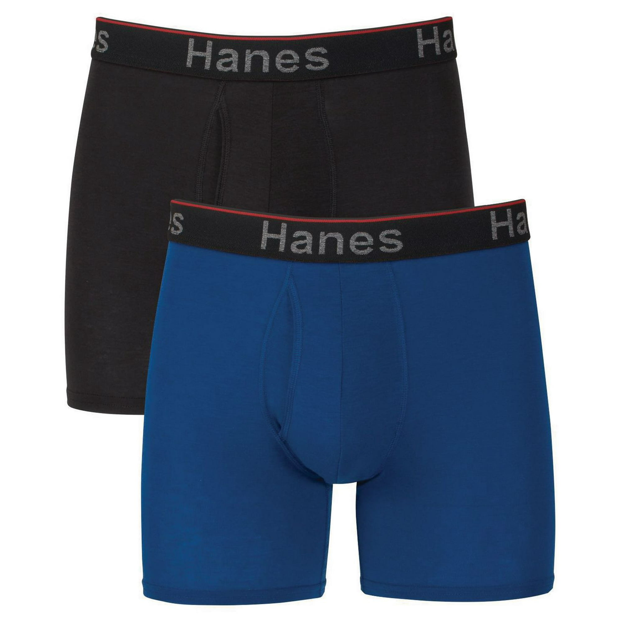 $27 Hanes Underwear Men's Black Logo Platinum Flex Fit 2-Pack Trunks Size S
