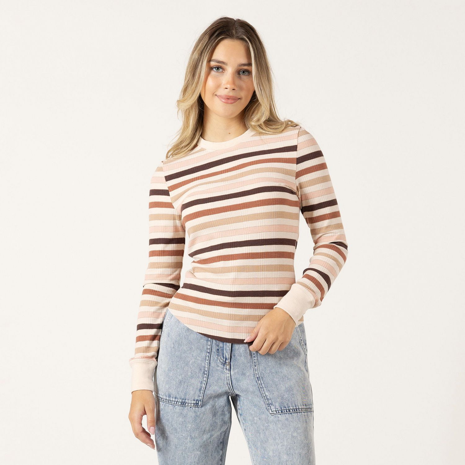 Bloom Girl Long sleeve fitted striped top