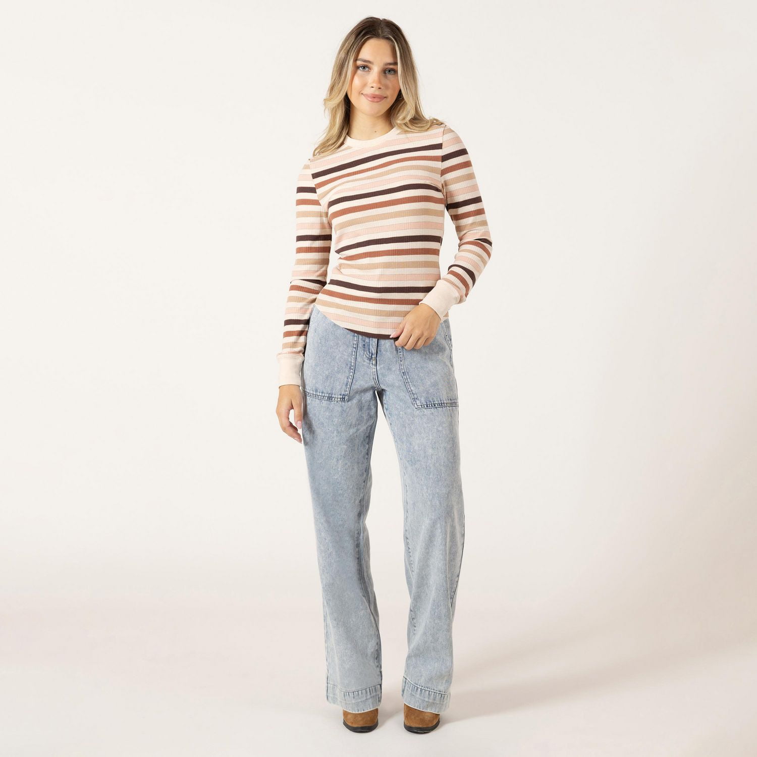 Bloom Girl Long sleeve fitted striped top