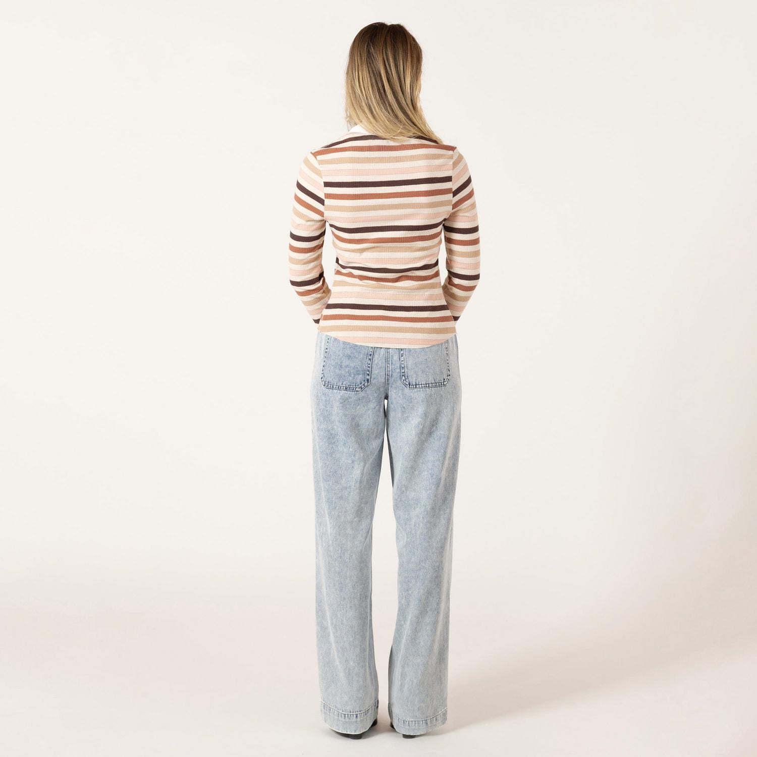 Bloom Girl Long sleeve fitted striped top