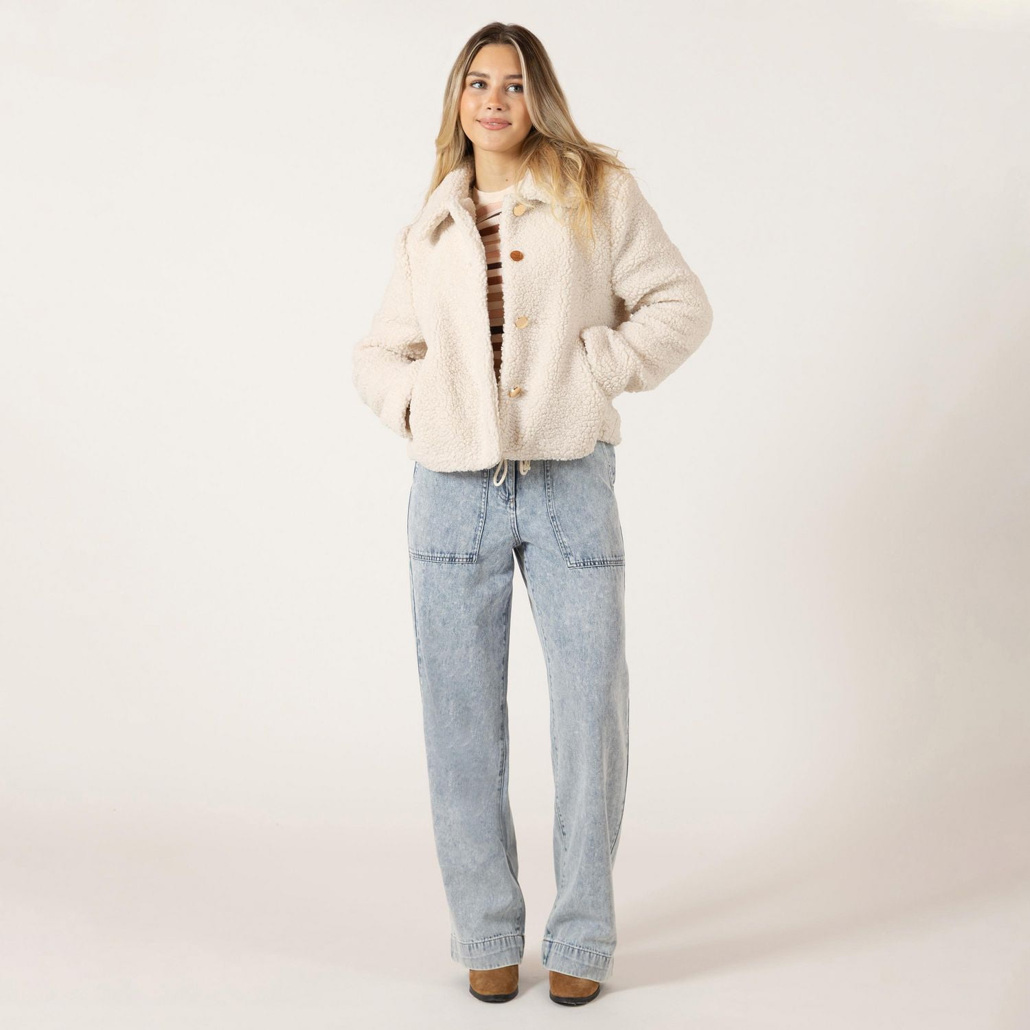Bloom Girl Button up Fleece Sherpa jacket