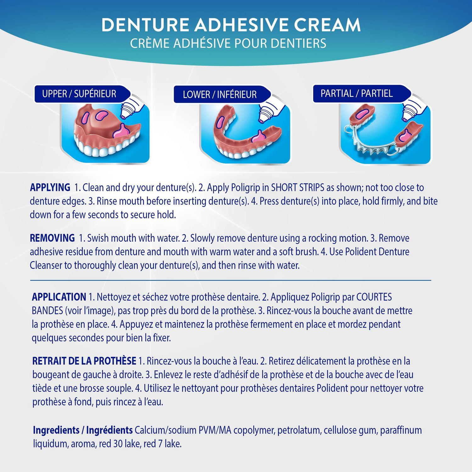 Poligrip Strong Hold Denture Adhesive Cream Zinc Free 2x68g