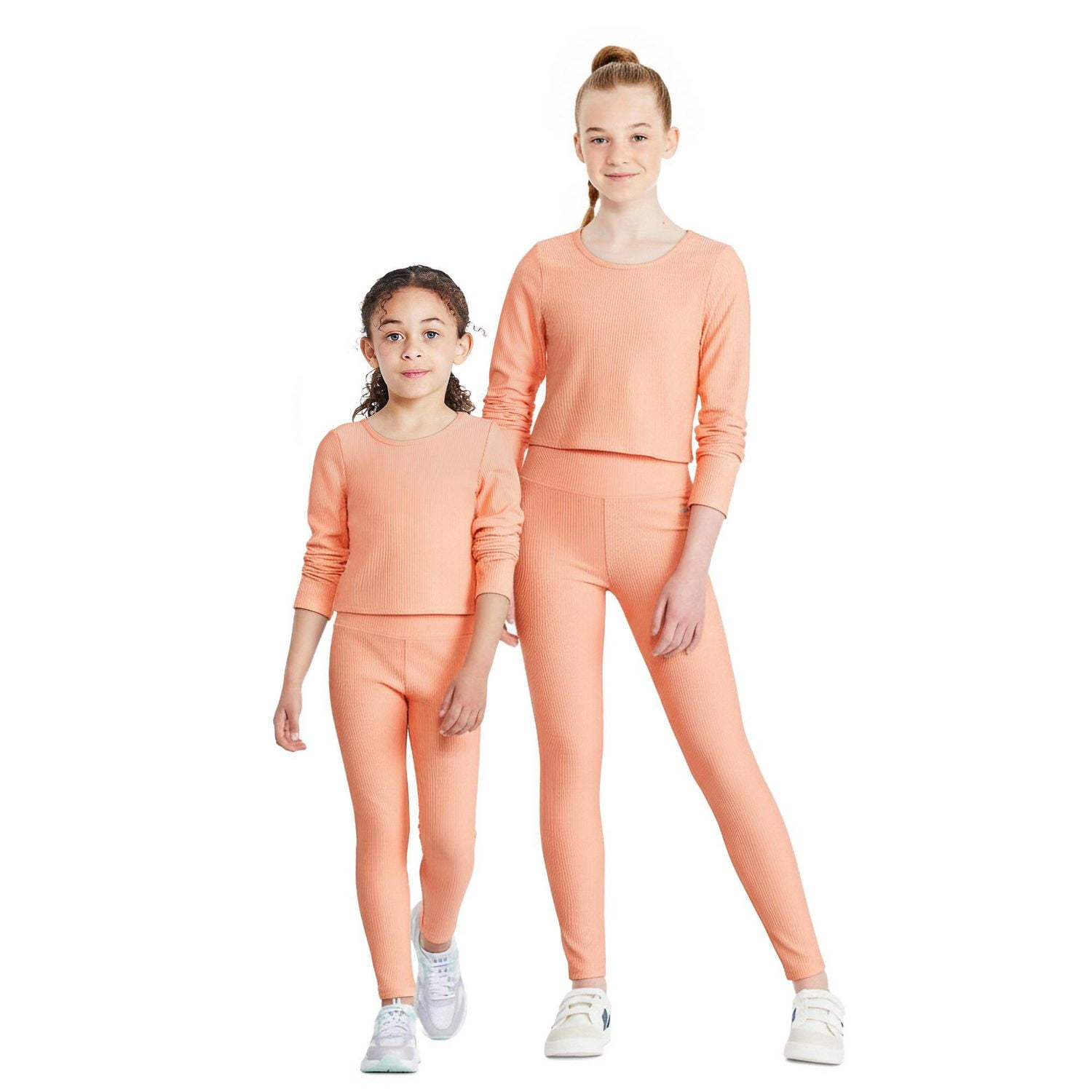 Haut à manches longues en tricot côtelé Athletic Works pour filles Tailles TP–TG