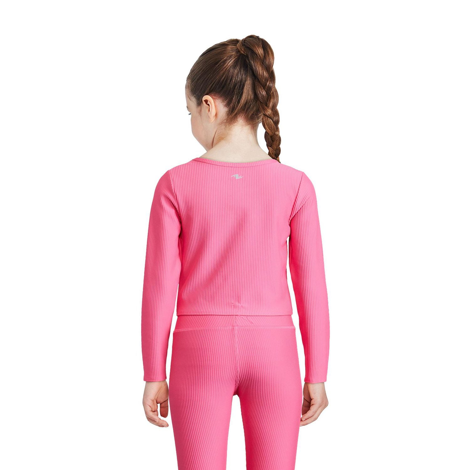 Athletic Works Girls' Long Sleeve Rib Top, Sizes XS-XL